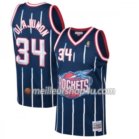 Maillot Basket Homme Houston Rockets Hakeem Olajuwon 34 Hardwood Classics Navy Swingman